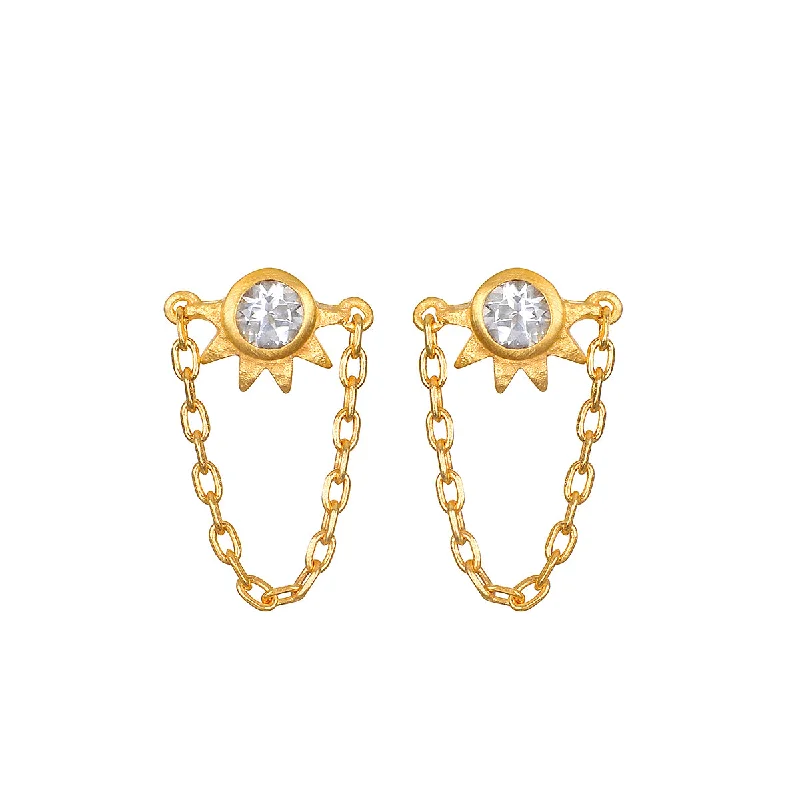 women's earrings classic elegance -Brighter Days Gold Chain Stud Earrings