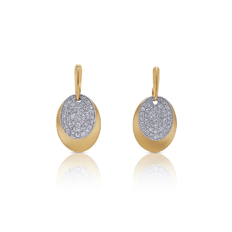 women's earrings sparkling and vibrant -0.50 Cttw Pave Diamond Disc 14K Two Tone Gold Dangle Earrings