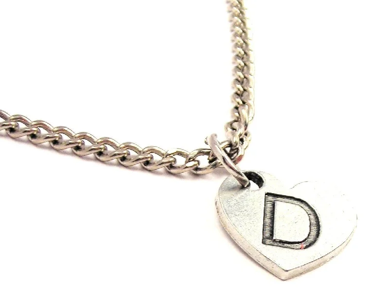 women's necklaces heart pendant -Heart Shaped Initial D Single Charm Necklace