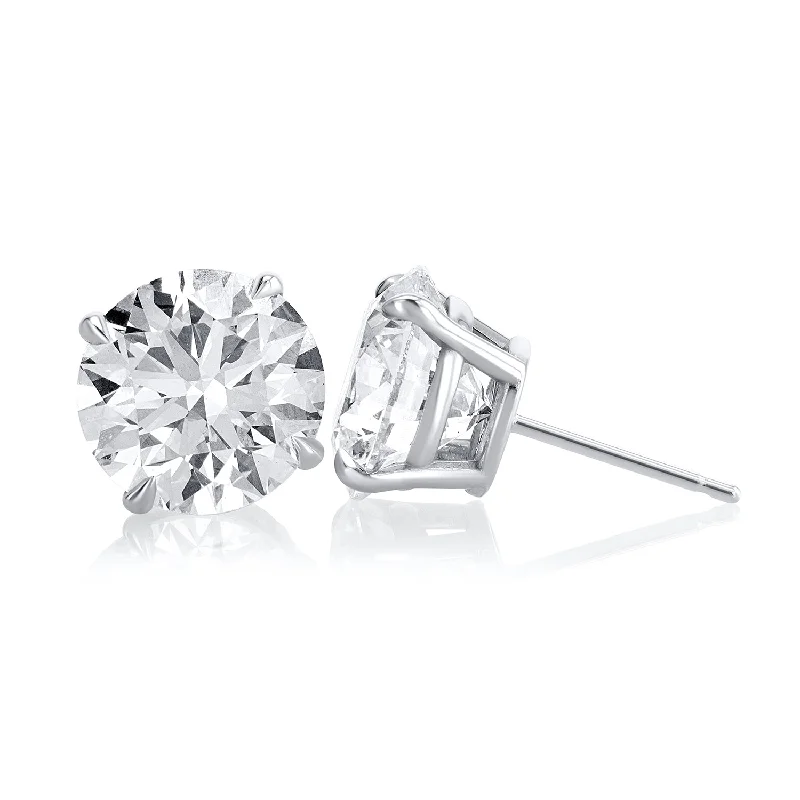 women's earrings bold fashion -6.62 Carat Lab Grown Diamond Round Studs in 14K White Gold