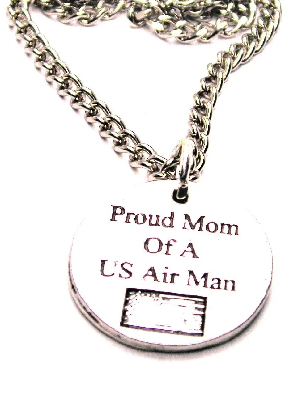 women's necklaces best gift for her -Proud Mom Of A Us Air Man Single Charm Necklace