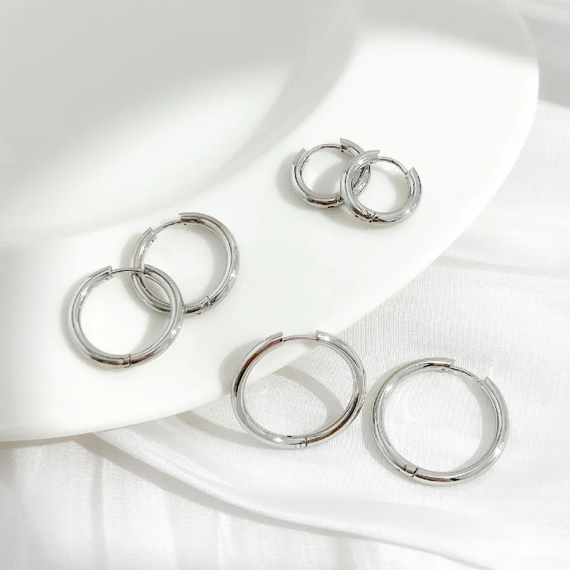 women's earrings waterproof jewelry -Everyday Seamless Hoops Silver Bundle