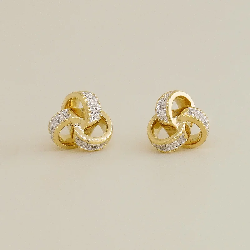 women's earrings pearl earrings -Micro-Pavé Diamond Love Knot Stud Earrings