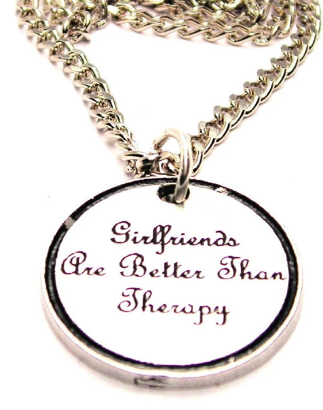 women's necklaces bar pendant -Girlfriends Are Better Than Therapy Single Charm Necklace