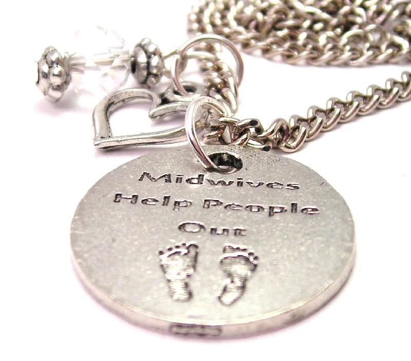 women's necklaces handcrafted luxury -Midwives Help People Out Heart And Crystal Necklace