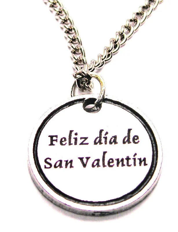 women's necklaces celestial star -Feliz Dia De San Valentin Happy Valentines Day Single Charm Necklace