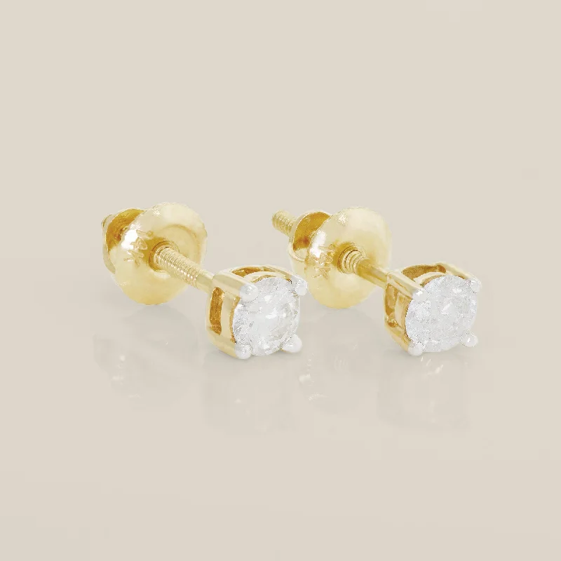 women's earrings premium quality -Solitaire Diamond Stud Earrings