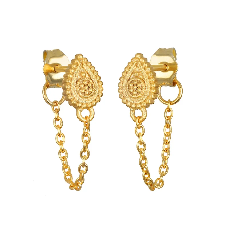 women's earrings everyday wear -Sacred Continuation Chain Earrings