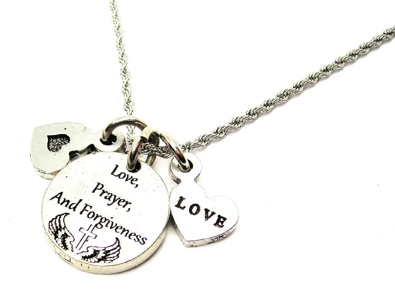 women's necklaces trendy and stylish -Love, Prayer, And Forgiveness Stainless Steel Rope Chain Necklace