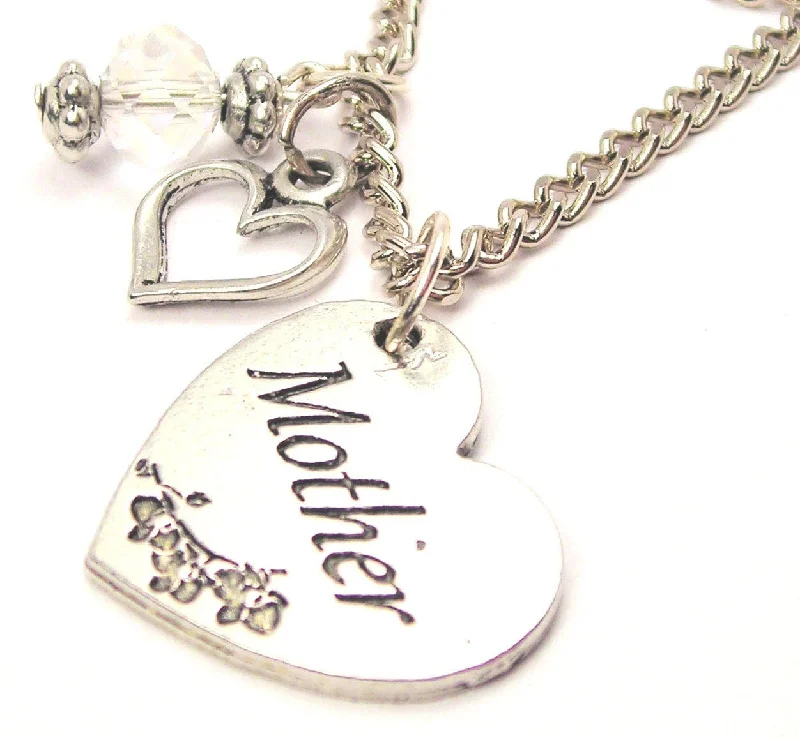 women's necklaces multi-layer chains -Mother Heart And Crystal Necklace