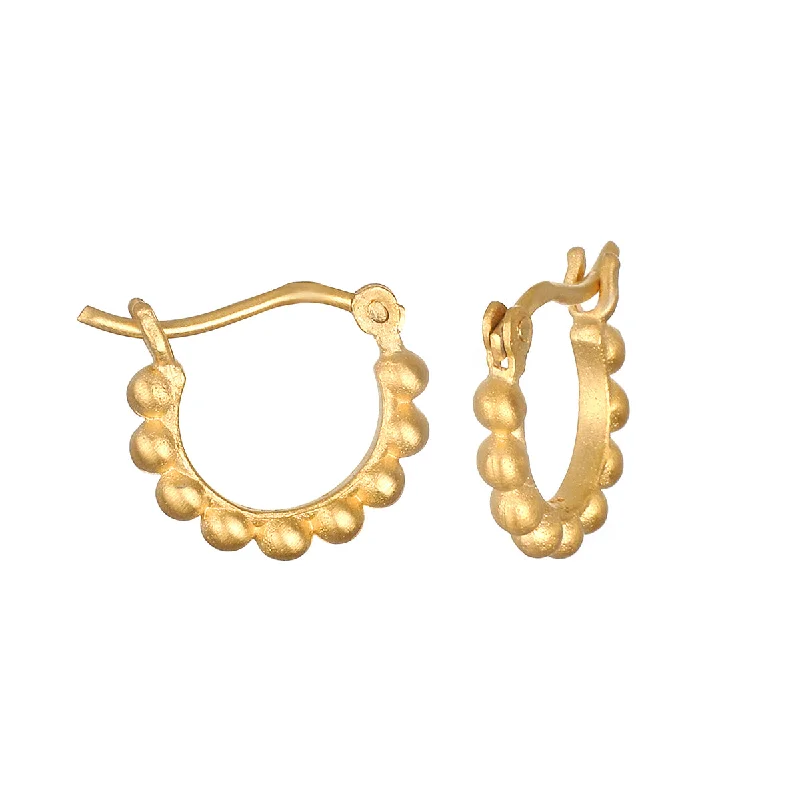 women's earrings emerald -Simple Treasure Dot Hoop Gold Earrings