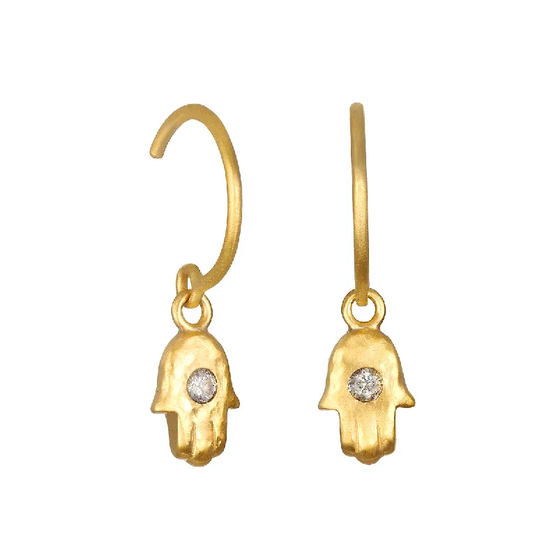 women's earrings thick hoops -Guardian of Potential Hamsa Hoop Earrings