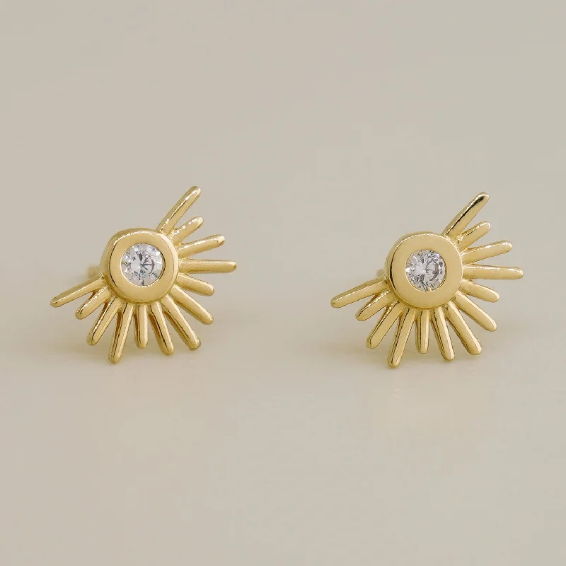 women's earrings lightweight comfort -Starburst Bezel Stud Earrings