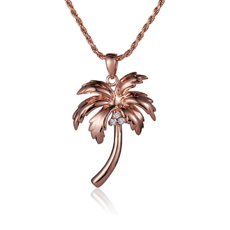 women's necklaces petite charm -14K Rose Gold Palm Tree Necklace