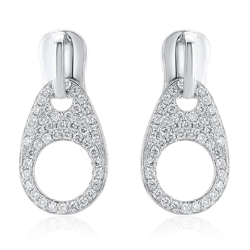 women's earrings everyday wear -0.47 Carat Zipper Pulls Natural Diamond Earrings in 18K White Gold