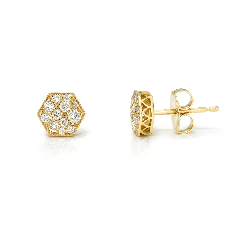 women's earrings ruby -HEXAGON COBBLESTONE STUDS