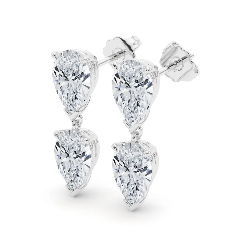 women's earrings butterfly motif -Twin Pear Diamond Earrings