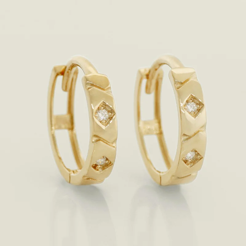 women's earrings antique design -Diamond Quatro Hoop Earrings