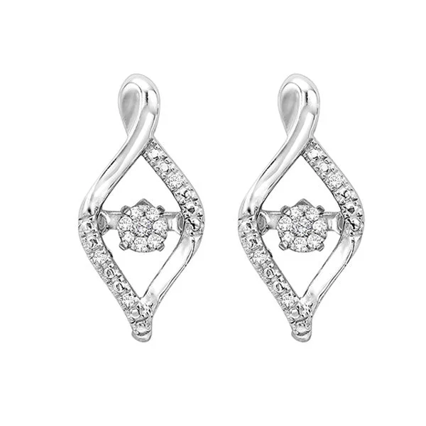 women's earrings matching jewelry set -Sterling Silver Diamond Rhythm Of Love Earrings