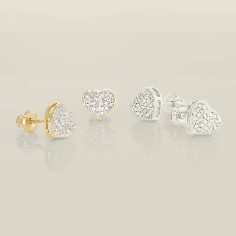 women's earrings sparkling and vibrant -Eternity Diamond Heart Stud Earrings