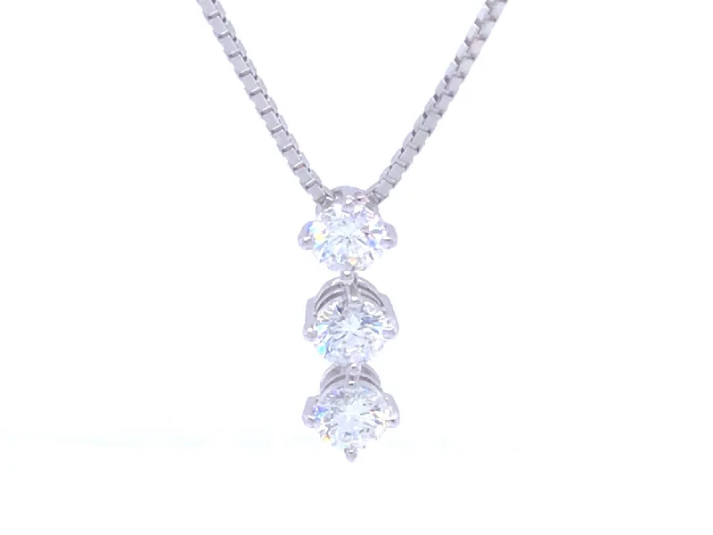 women's necklaces vintage gold -Trilogy 3 Diamond Drop Necklace in Platinum