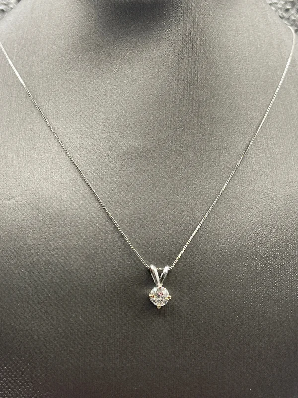 women's necklaces moissanite -14 Karat Solid White Gold Diamond Necklace