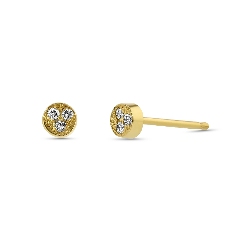 women's earrings beautiful craftsmanship -Micro Disc Studs With Pave