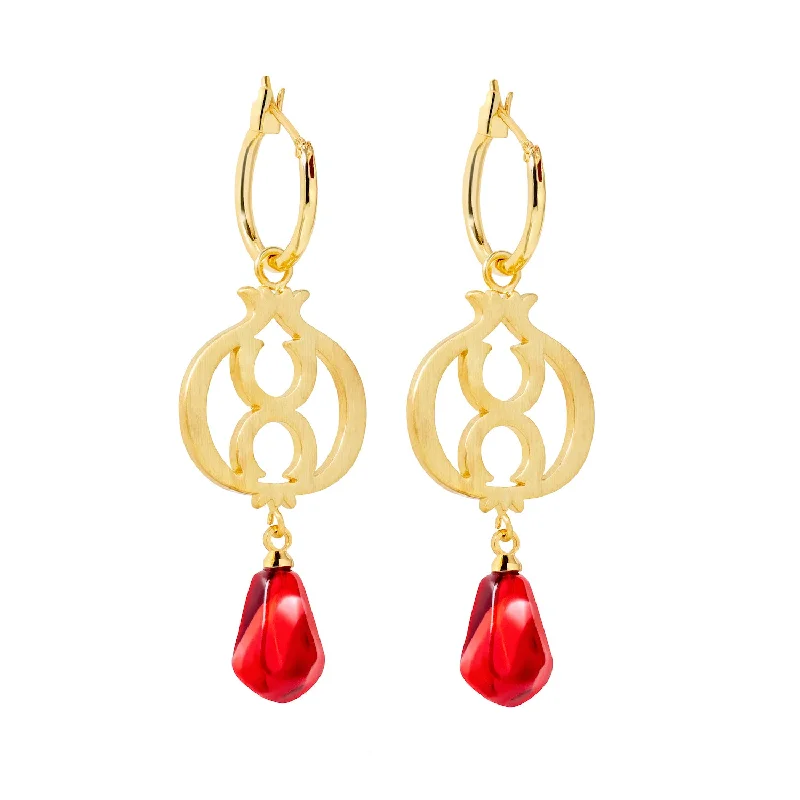 women's earrings gemstone earrings -Pomegranate Gold Earrings