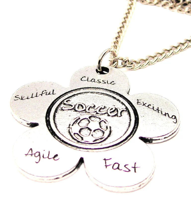 women's necklaces with engraved message -The Soccer Flower Large Single Charm Necklace