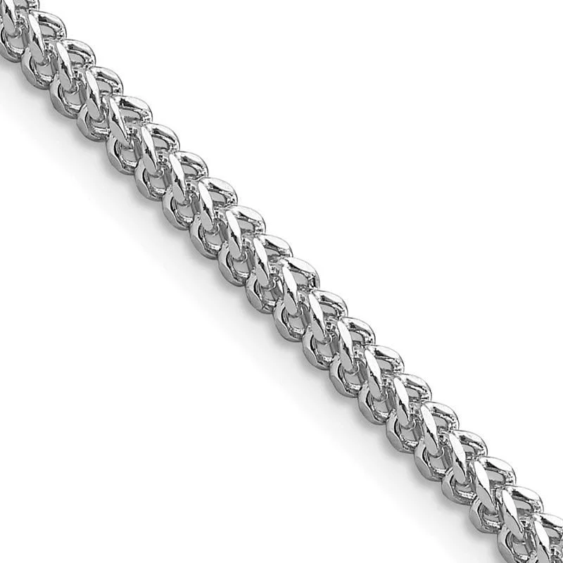 women's necklaces adjustable length -14K White Gold 2.3mm Franco with Lobster Clasp Chain Necklace