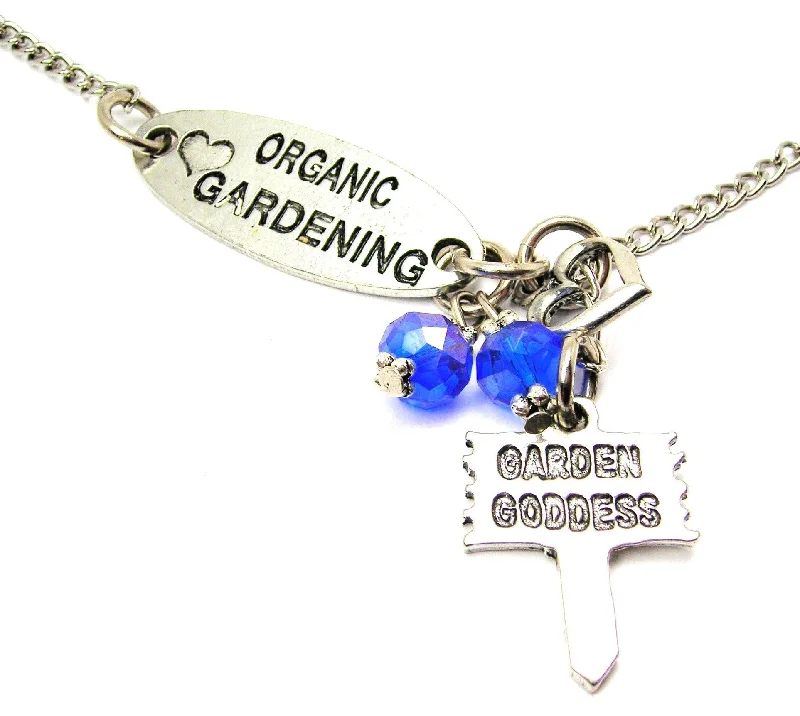 women's necklaces antique design -Love Organic Gardening And Garden Goddess Sign Lariat Necklace