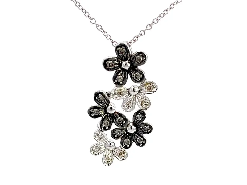 women's necklaces moon pendant -5 Diamond Flower Pendant Necklace in 14k White Gold