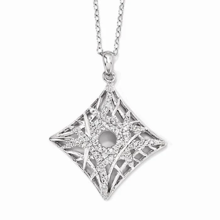 women's necklaces white gold -Sterling Silver & Cubic Zirconia Believe, Dream, Imagine Necklace with Pendant