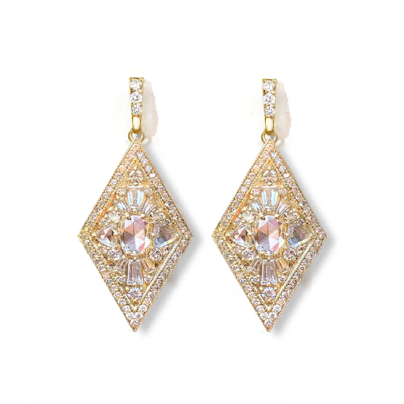 women's earrings luxury fine jewelry -Kite Shape Diamond Mosaic Earrings