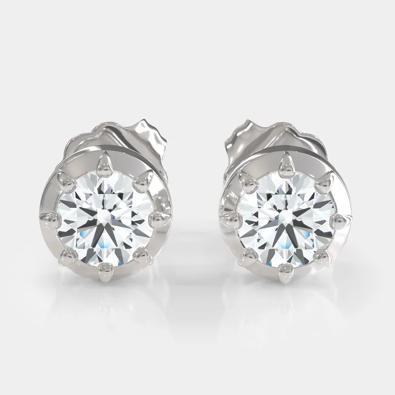 women's earrings with diamond accents -Georgian Cut Diamond Stud Earrings