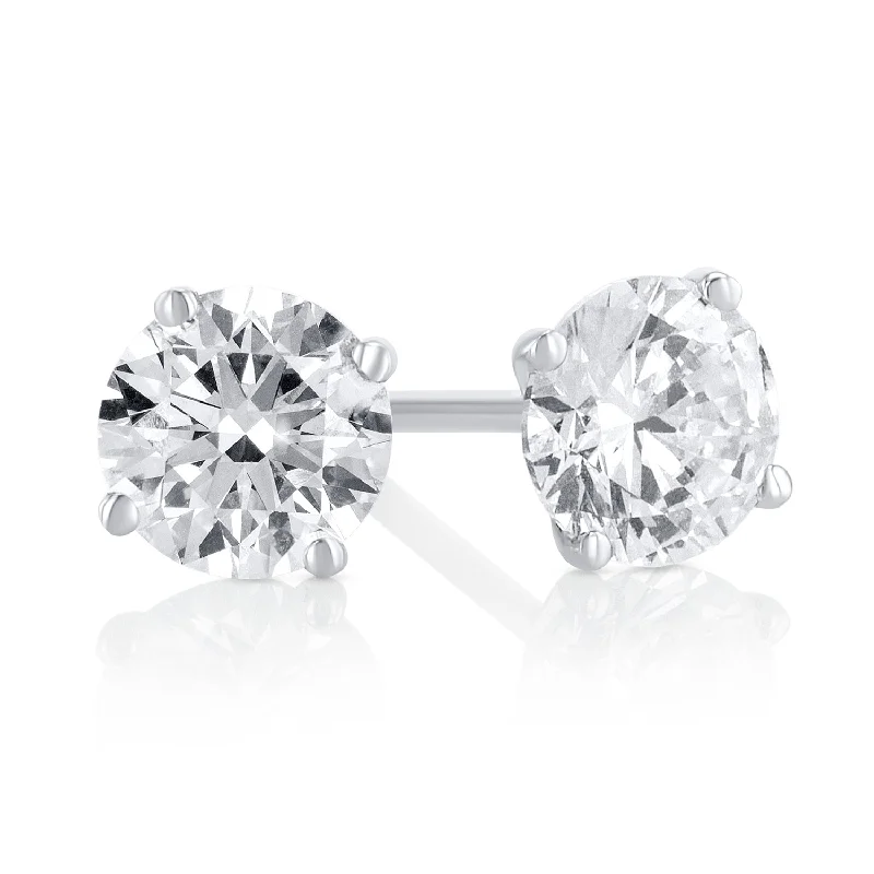 women's earrings gold -0.71 Carat Round Lab Grown Diamond Ear Studs set in 14K White Gold (4 Prong Setting)