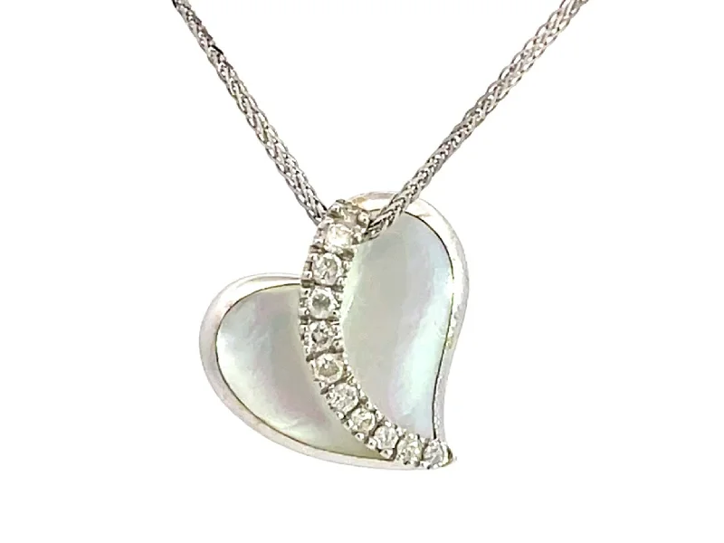 women's necklaces with birthstone -Na Hoku Diamond Heart Necklace in 14k White Gold