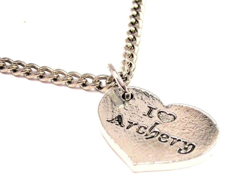 women's necklaces personalized name -I Love Archery Heart Single Charm Necklace