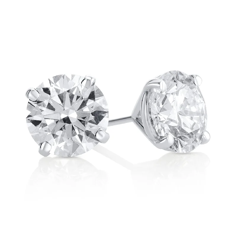 women's earrings sparkling and vibrant -5.08 Carat Round Lab Grown Diamond Ear Studs GIA Certified set in 14K White Gold (4 Prong Setting)