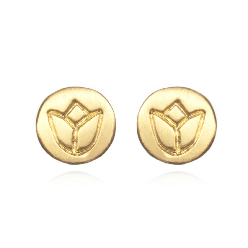 women's earrings engagement gift -Gold Lotus Stud Earrings