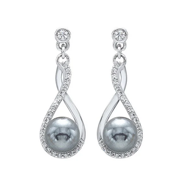 women's earrings lightweight comfort -CZ Sterling Silver Pearl Earrings