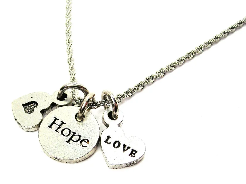 women's necklaces adjustable clasp -Hope Circle Stainless Steel Rope Chain Necklace