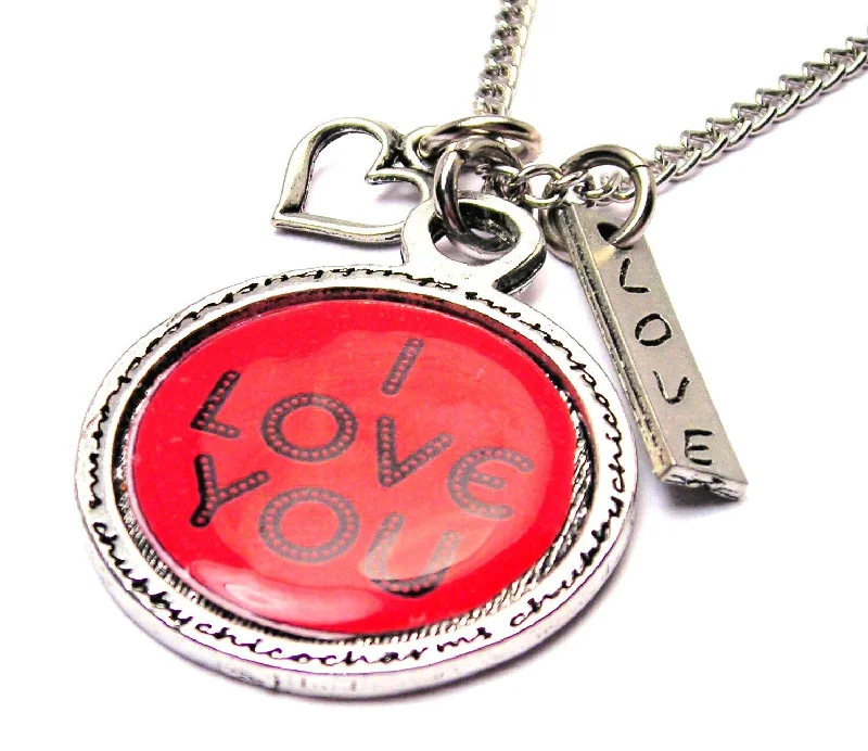 women's necklaces infinity love design -I Love You Framed Resin Necklace