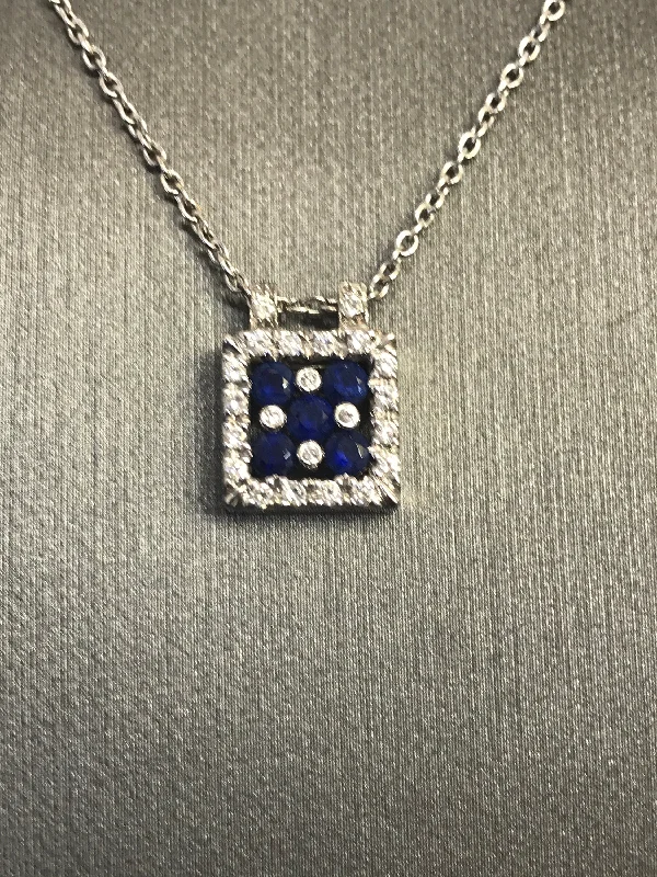 women's necklaces diamond -18 Karat White Gold, Diamond & Sapphire Necklace