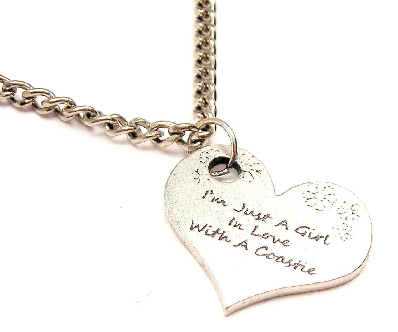 women's necklaces platinum -I'm Just A Girl In Love With A Coastie Single Charm Necklace