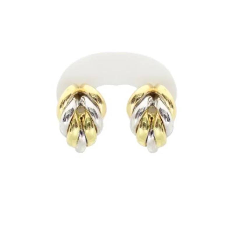 women's earrings luxury fine jewelry -18kt Two Color Gold Fancy Pin/Clip Earrings