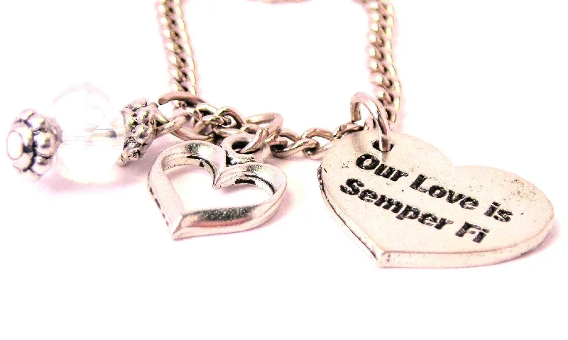 women's necklaces fine jewelry -Our Love Is Semper Fi Heart And Crystal Necklace