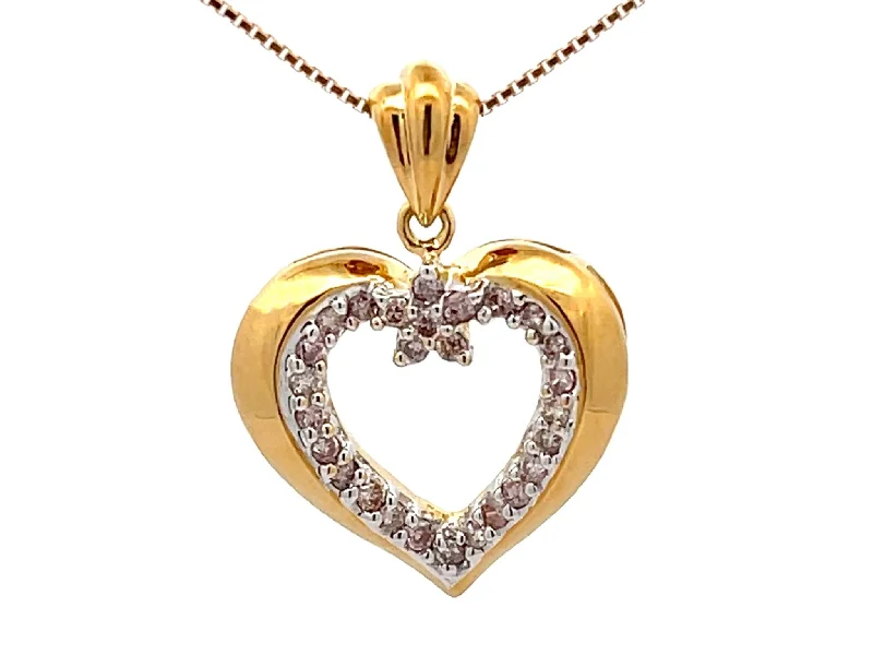 women's necklaces anniversary gift -Diamond Heart Necklace 18k Yellow Gold