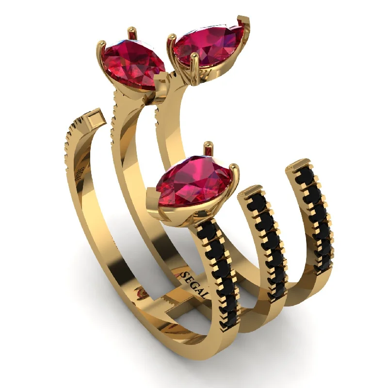 women's rings hypoallergenic -Pear Shape Ruby Glam Open Ring - Quinn No. 40