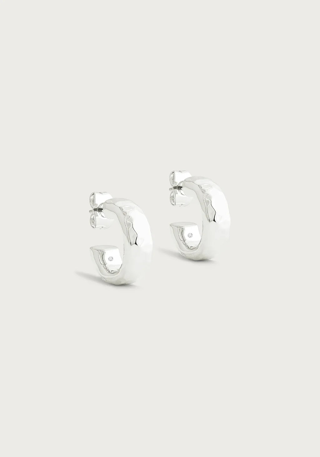 women's earrings thick hoops -Farrier Small Hoops, Silver